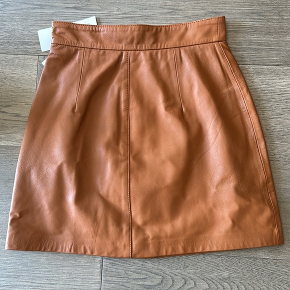 French Connection Glazed Ginger Abri Leather Mini Skirt Size 0 NWT - Picture 14 of 17